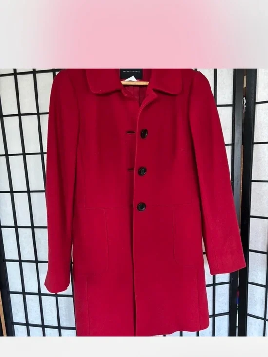 Banana Republic Red Wool Pea Coat - Picture 1 of 4